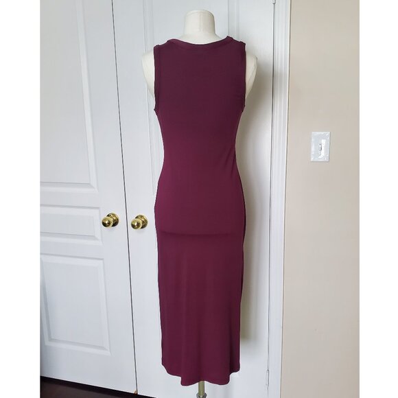 Ella Rafaella Ponte Knit Twist Front Midi Dress in Burgundy Size XS - Picture 5 of 7